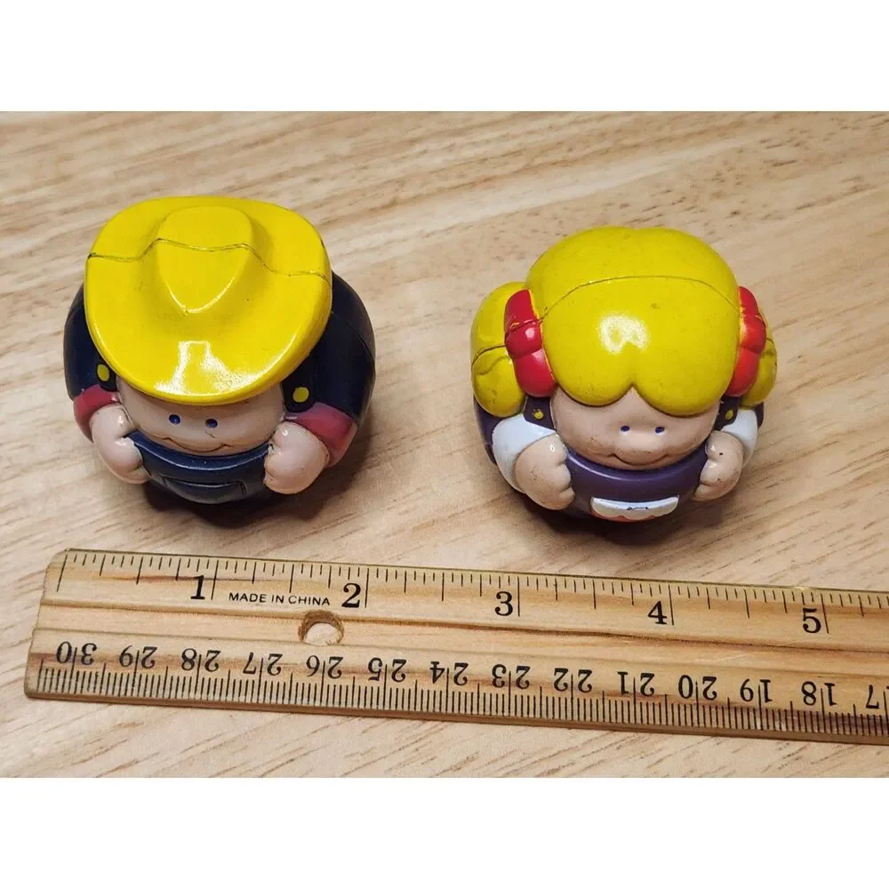 Vintage Little Tikes Figurines Farmer Boy & Pigtail Girl Chunky Preschool